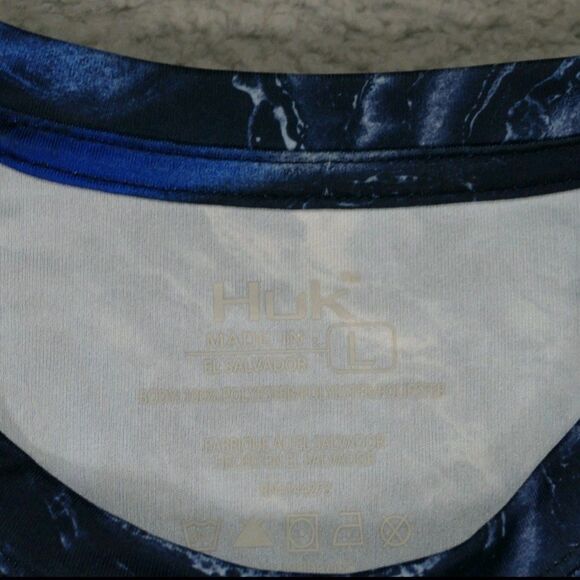 Huk Fishing Shirt Mens Large Blue Long Sleeve Performance Stretch - Picture 6 of 10